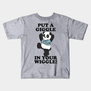 Panda Yoga Funny Gift PUT A GIGGLE IN YOUR WIGGLE! Pose Exercise Gift for Workout Kids T-Shirt